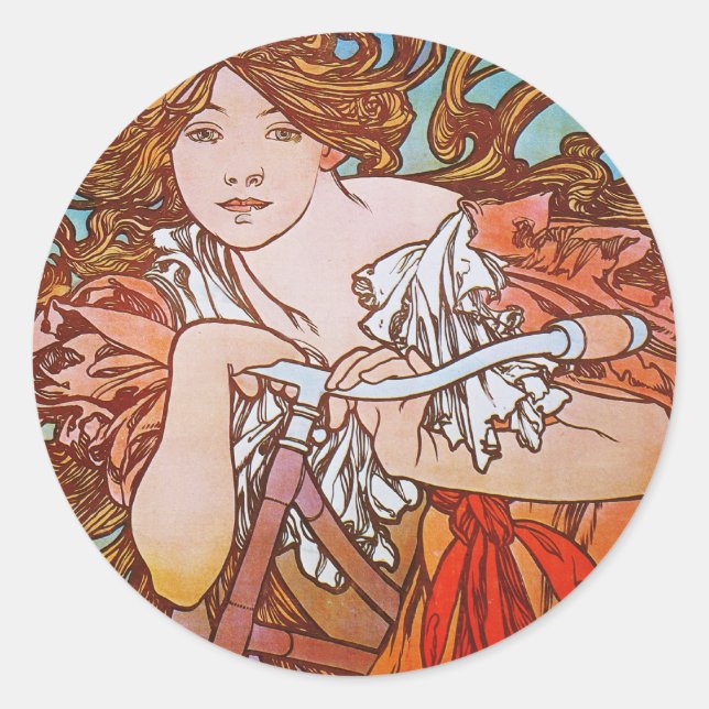 Cycles Perfecta, Mucha Classic Round Sticker (Front)