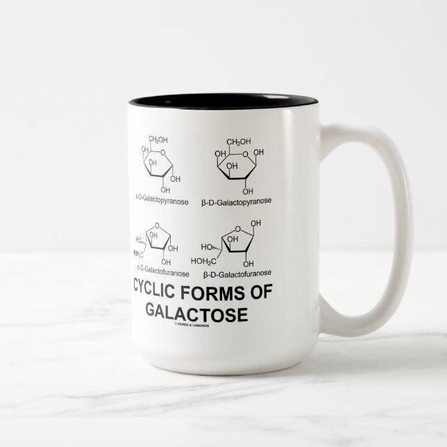 Cyclic Forms Of Galactose (Molecule Structure) Two-Tone Coffee Mug (Right)