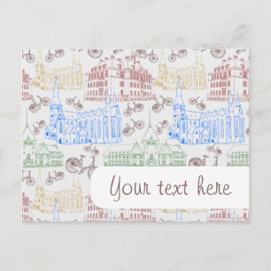 Cycling Aarhus, patterned Postcard