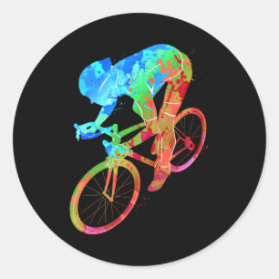 Cycling Abstract Ride Bike Rider Bicycle Athlete Classic Round Sticker
