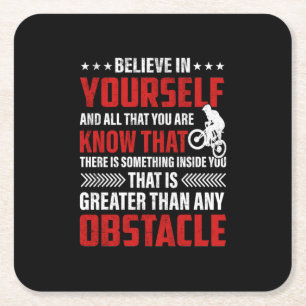 Cycling Art Believe In Yourself Square Paper Coaster
