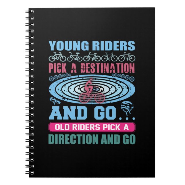 Cycling Art Young Rides Pick A Destination Notebook (Front)
