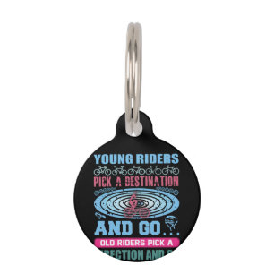 Cycling Art Young Rides Pick A Destination Pet Tag