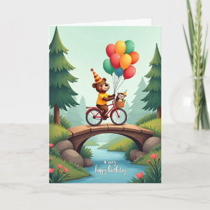 Cycling Bear Birthday Card