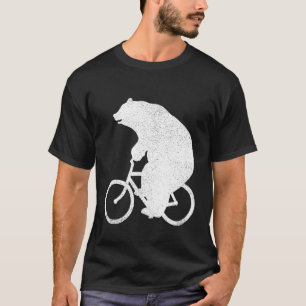 Cycling   Bear Riding Bicycle  White T-Shirt