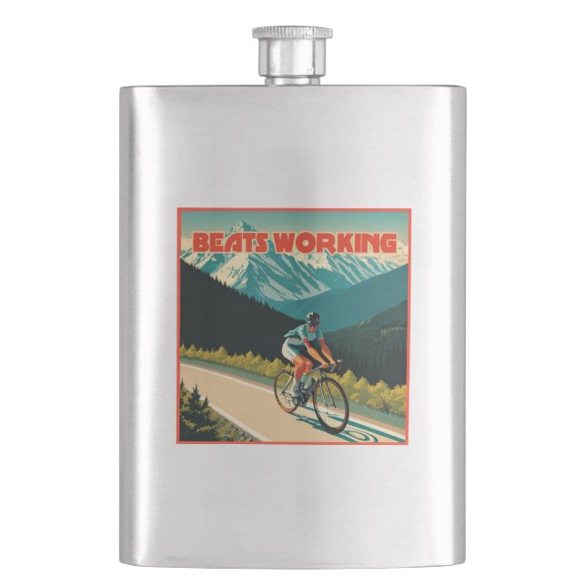 Cycling Beats Working Hip Flask (Front)