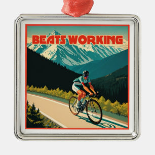 Cycling Beats Working Metal Tree Decoration