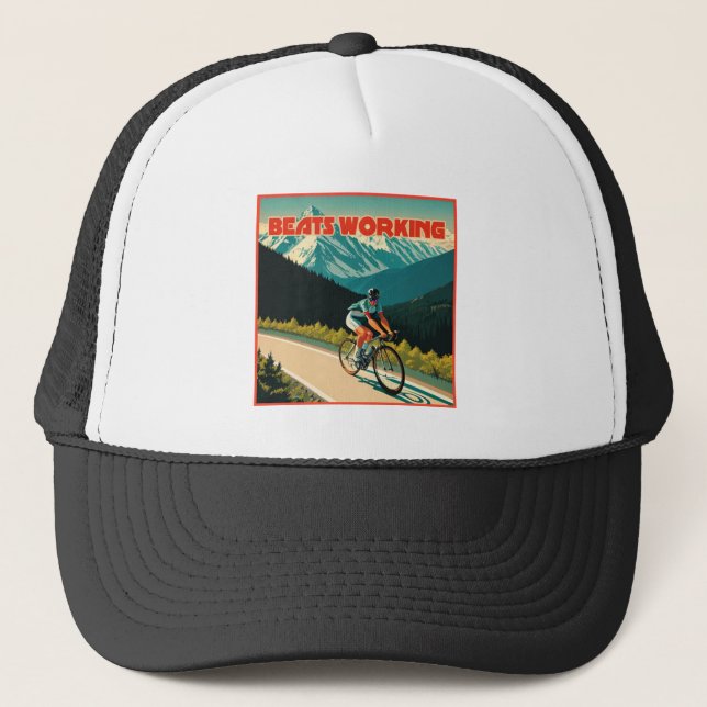 Cycling Beats Working Trucker Hat (Front)