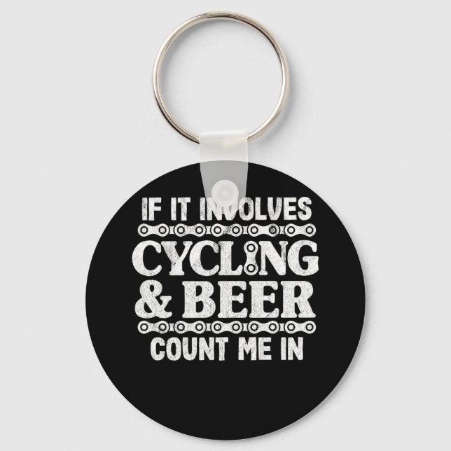 Cycling Beer Drinking Biking Funny Cyclist Gift Qu Key Ring (Front)