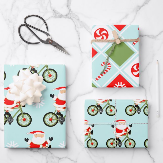 Cycling Bicycle Holiday Gift Wrapping Paper Sheet (Front)