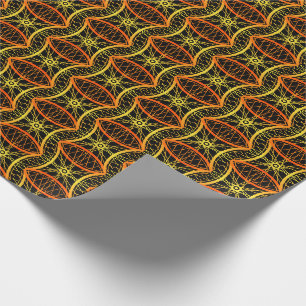 Cycling bicycle wheel orange black pattern wrapping paper