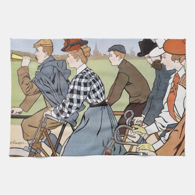 Cycling, Bicycles, Van Caspel Tea Towel (Horizontal)