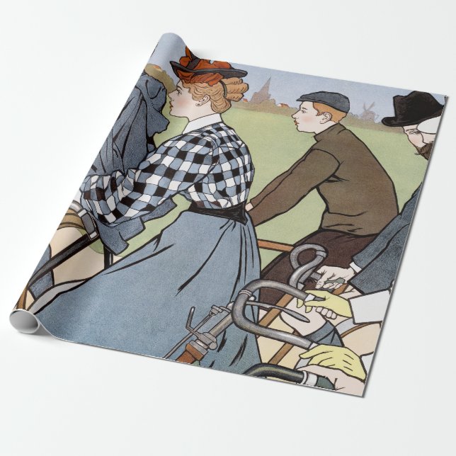 Cycling, Bicycles, Van Caspel Wrapping Paper (Unrolled)