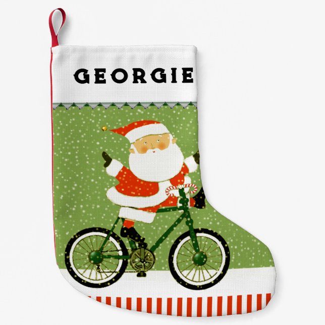 Cycling Bike Holiday Gift Small Christmas Stocking (Front)