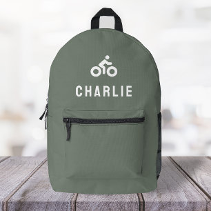 Cycling Bike Icon Motif Green Biking Printed Backpack