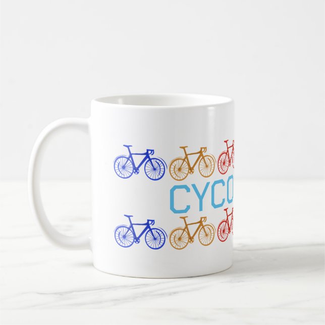 Cycling, bike, road bike, cyclist, cycologist coffee mug (Left)