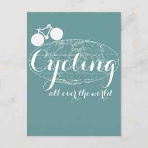 cycling biking cycle bike pedaling postcard