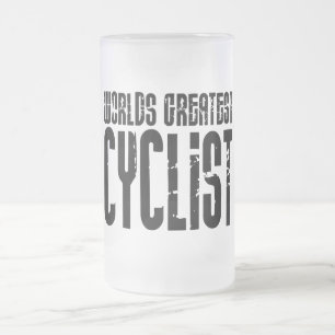 Cycling Biking & Cyclists Worlds Greatest Cyclist Frosted Glass Beer Mug
