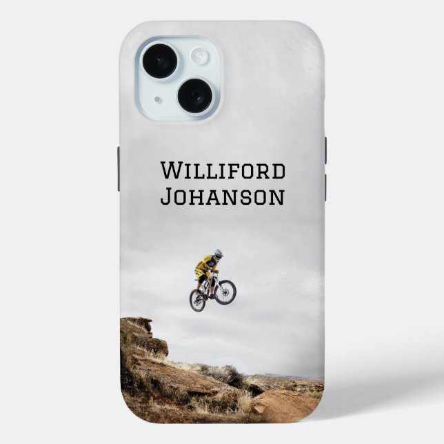 Cycling/Biking mountain biker on trail Personalise Case-Mate iPhone Case (Back)