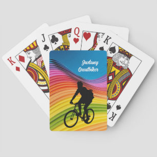 Cycling / Biking with Biker Silhouette personalize Playing Cards