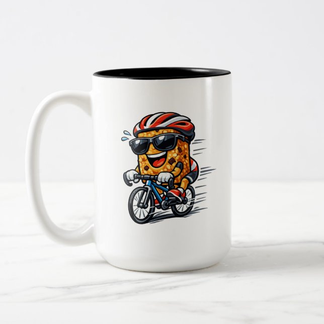 Cycling Breakfast Bar Two-Tone Coffee Mug (Left)