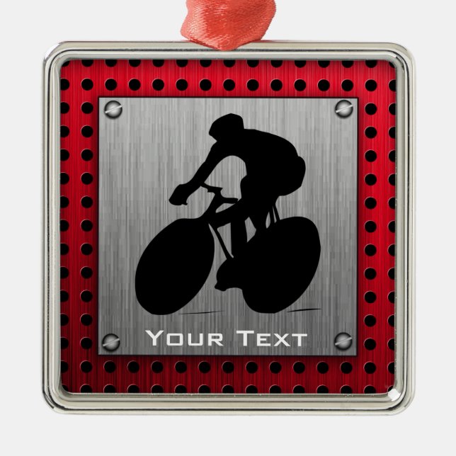 Cycling; Brushed metal look Tree Decoration (Front)