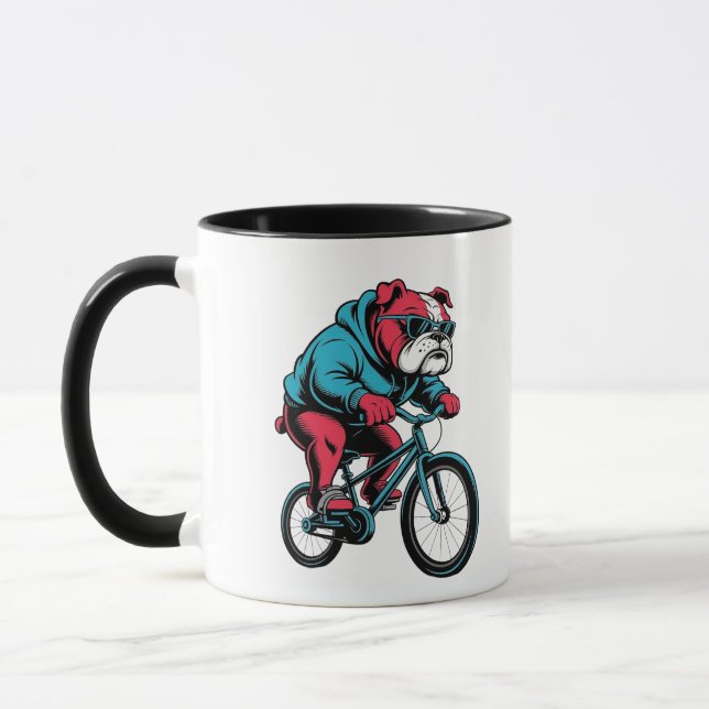 Cycling Bulldog Mug (Left)