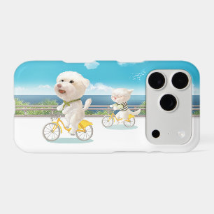 Cycling by the Sea: Smiling Bichon & Bao Bao Art