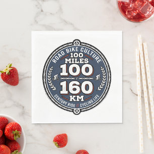 Cycling Century Ride 100 Miles 160 KM Napkin