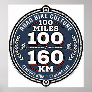 Cycling Century Ride 100 Miles 160 KM  Poster