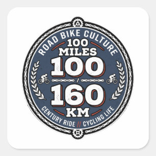 Cycling Century Ride 100 Miles 160 KM  Square Sticker