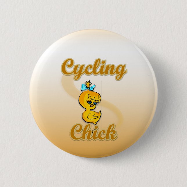 Cycling  Chick 6 Cm Round Badge (Front)