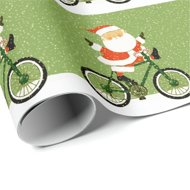 Cycling Christmas Biking Holiday Gift Wrapping Paper (Roll Corner)