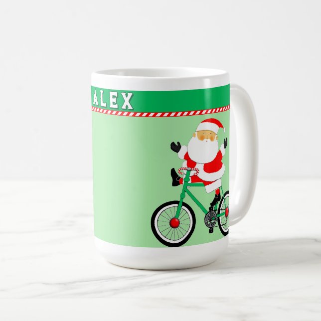 Cycling Christmas Holiday Gift Coffee Mug (Front Right)
