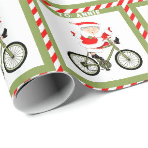 Cycling Christmas Holiday Gift Wrapping Paper