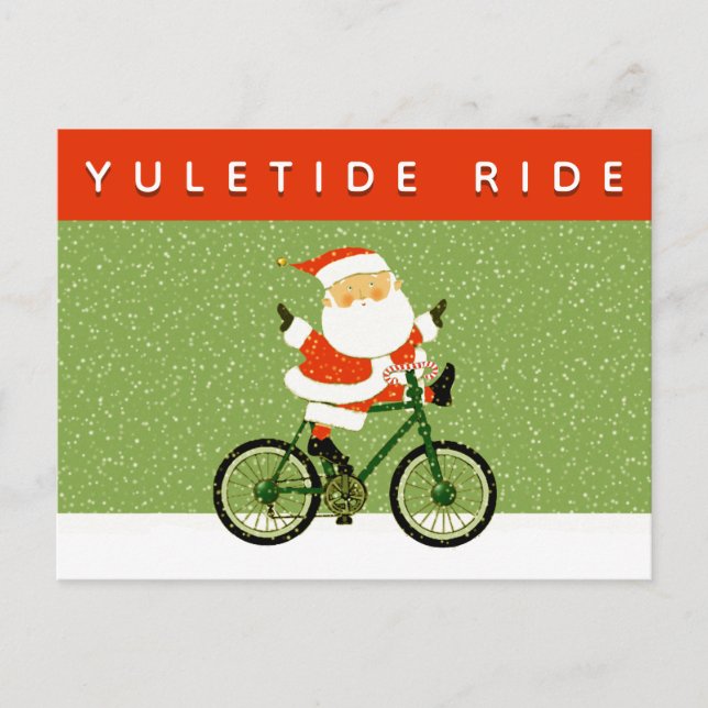 Cycling Christmas Holiday Postcard (Front)