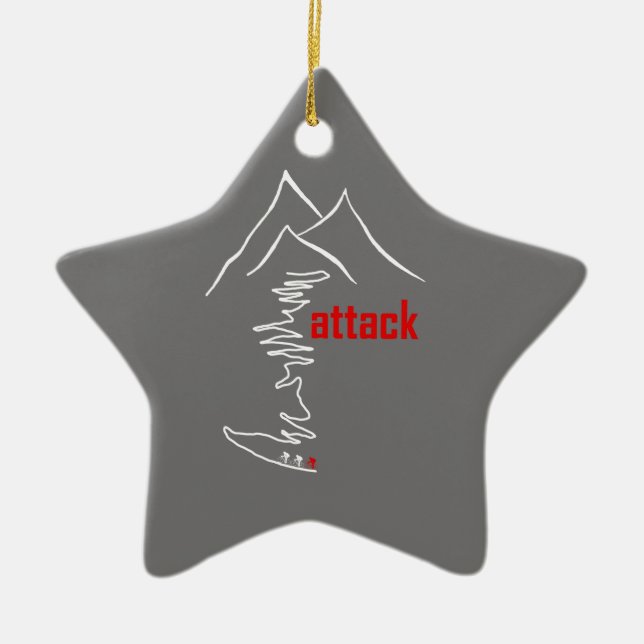 Cycling Climb, Attack Ceramic Tree Decoration (Front)
