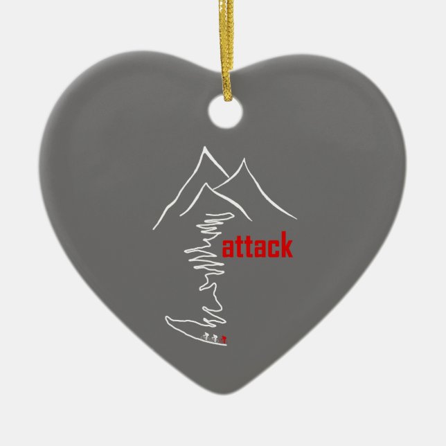 Cycling Climb, Attack Ceramic Tree Decoration (Front)