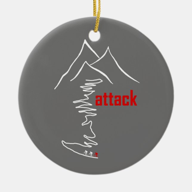 Cycling Climb, Attack Ceramic Tree Decoration (Front)