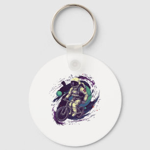 Cycling Cyclist Astronaut On Bicycle In Space Gala Key Ring