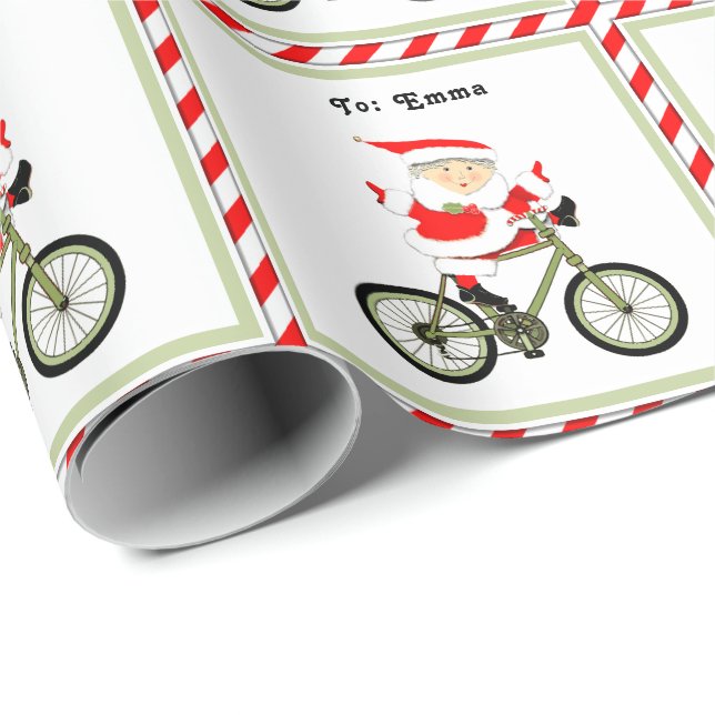 Cycling Cyclist Christmas Gift Wrapping Paper (Roll Corner)