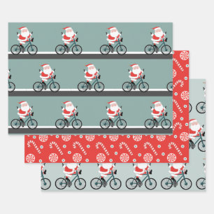Cycling Cyclist Christmas Wrapping Paper Sheet