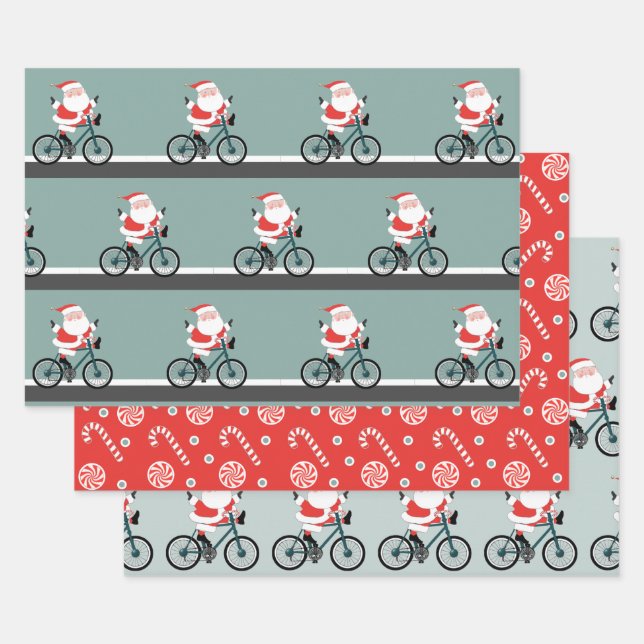 Cycling Cyclist Christmas Wrapping Paper Sheet (Set)