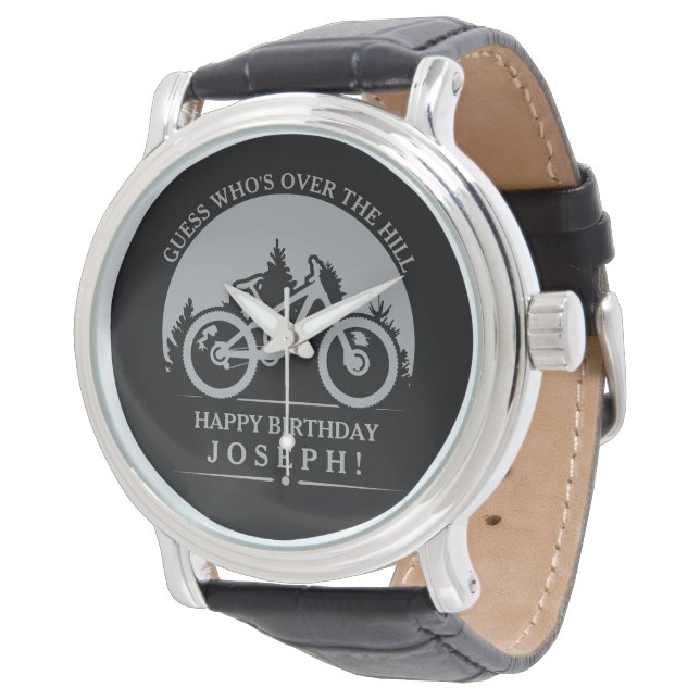 Cycling Cyclist Happy Birthday Personalised Watch (Angled)