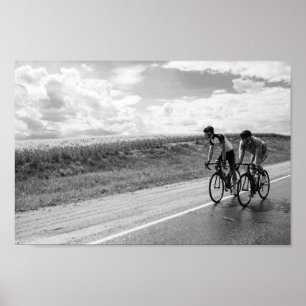 Cycling Cyclists Belarus Black and White Poster