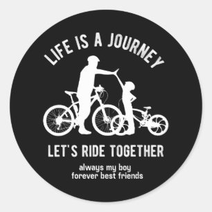 Cycling Dad and Son Bicycle Riding Father and Boy Classic Round Sticker