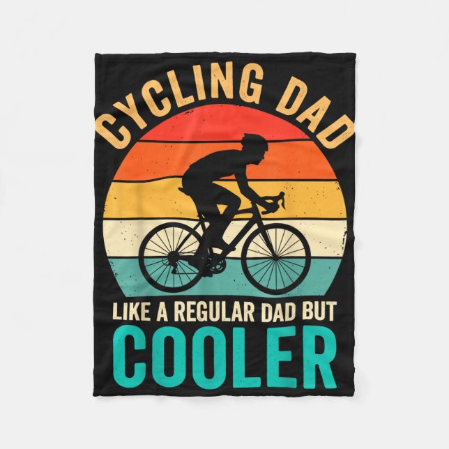 Cycling dad like a regular but cooler bycicle fleece blanket (Front)
