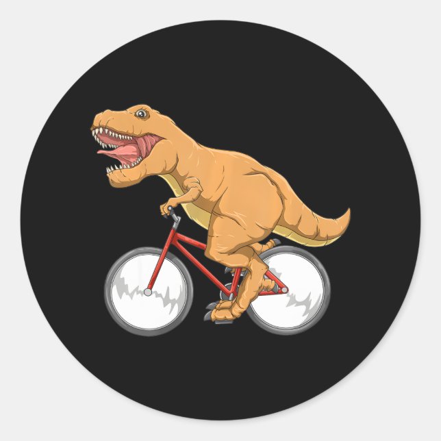 Cycling Dinosaur T-Rex Riding Road Bike MTB Classic Round Sticker (Front)