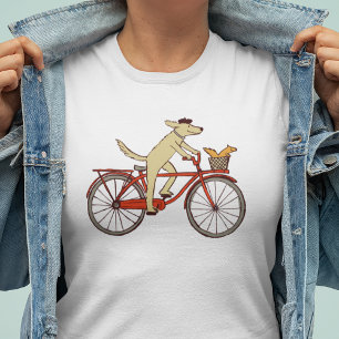 Cycling Dog and Squirrel Fun Animal Art Whimsical T-Shirt