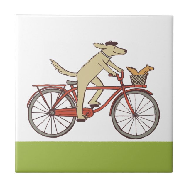 Cycling Dog and Squirrel Tile (Front)